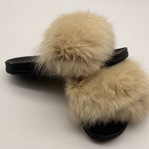 Faux Fur Slides, Furry Slippers for Women Fuzzy Fluffy Sandals Shoes